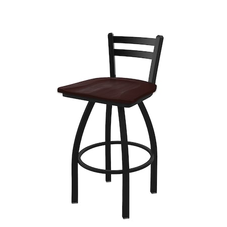 Holland Bar Stool Co 30" Low Back Swivel Bar Stool, Black Wrinkle, Dark Cherry Maple Seat 41130BWDCMpl